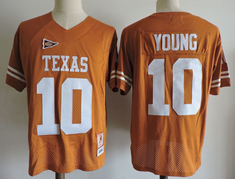 Men Texas Longhorns #10 Young Yellow 2025 NCAA Jersey